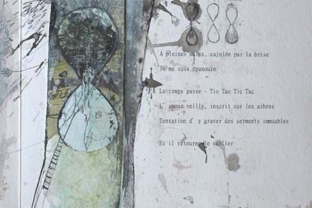 illustrations à l'encre et au crayon des poèmes de Isabelle Rousselot par Viviane Michel